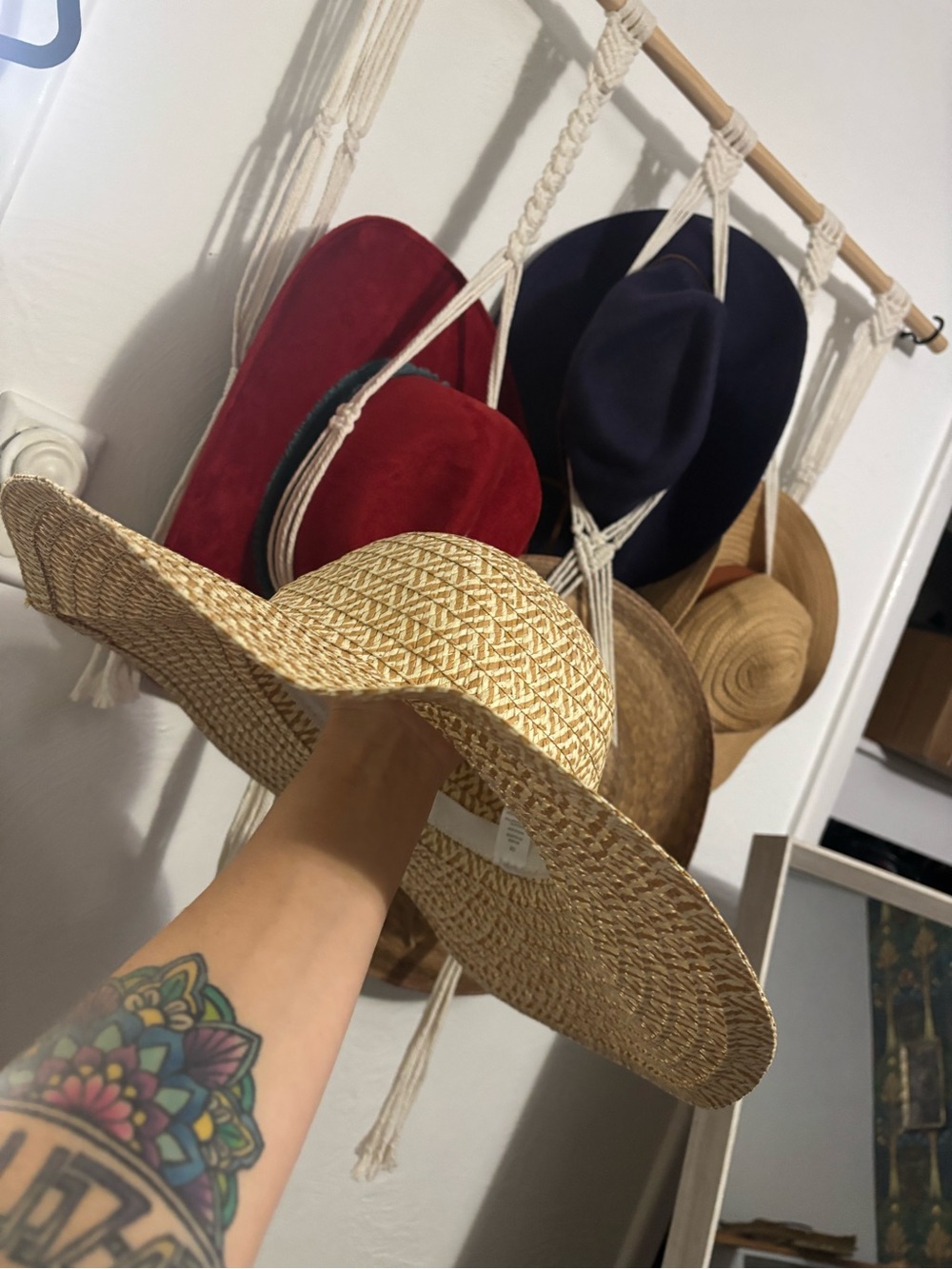 Wide Brim Straw Sun Hat - Natural - Picture 2 of 3